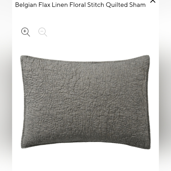 Pottery Barn Belgium Flax Linen Floral Stitch King Shams Set Of 2 - Picture 2 of 9